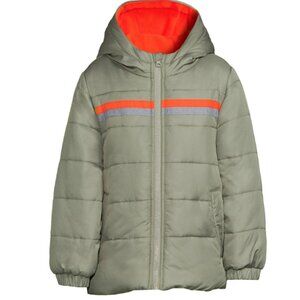 Weather Tamer Boys Hooded Long Sleeve Chest Stripe Winter Puffer Coat, Size 14